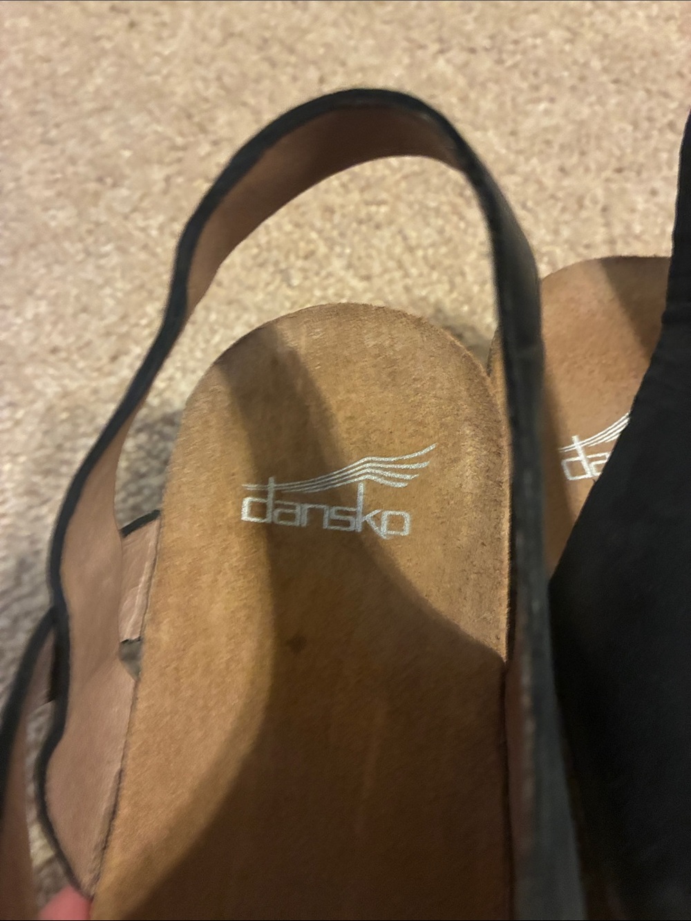 Dansko Black Leather Open-Toe Slingback Sandals - Picture 2 of 5